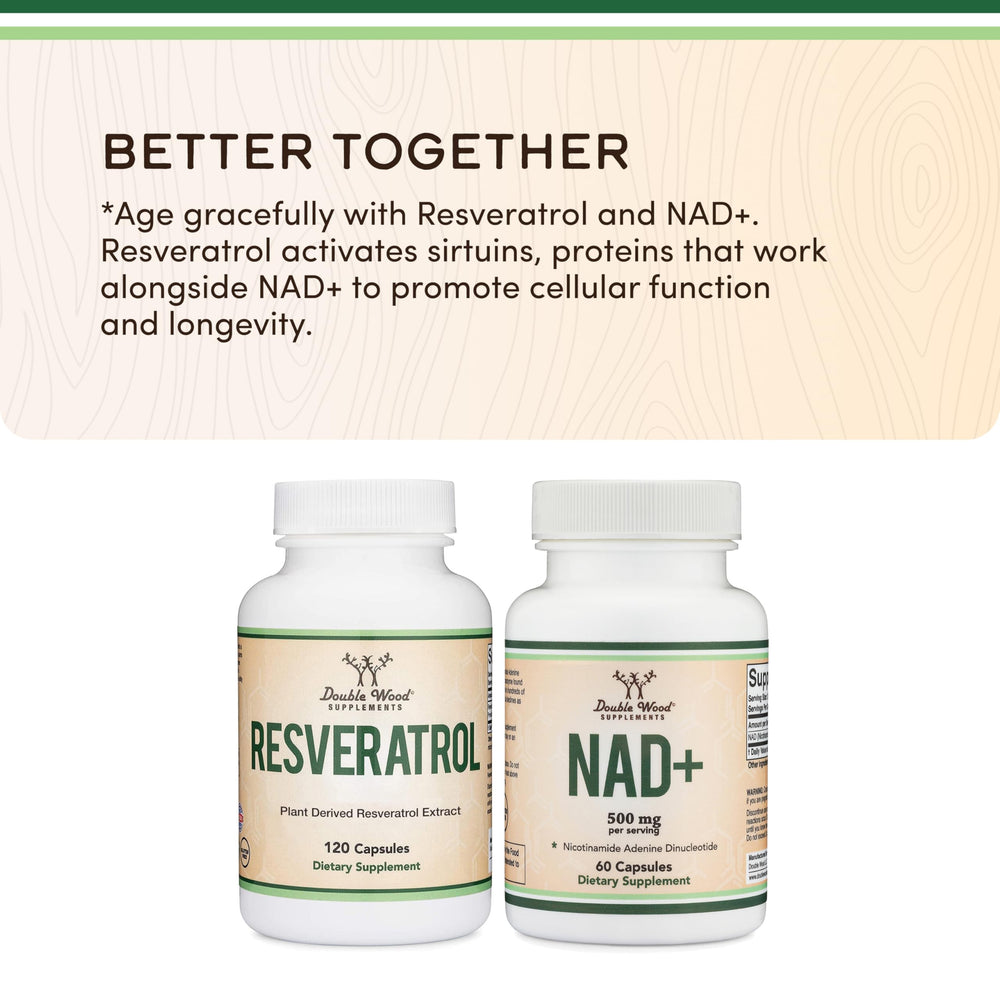 Vegan safe and Non-GMO icons on NAD+ product