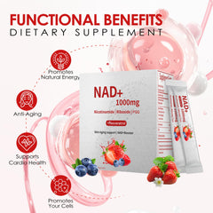 Prepared NAD+ Berry Flavor Drink in a glass