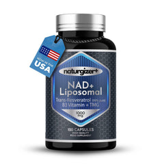 Nad+ Resveratrol supplement bottle with 120 capsules
