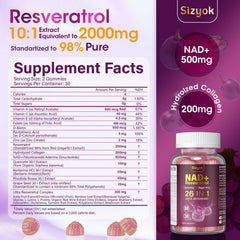 Hydrolyzed collagen, grape seed and D-biotin ingredients illustration