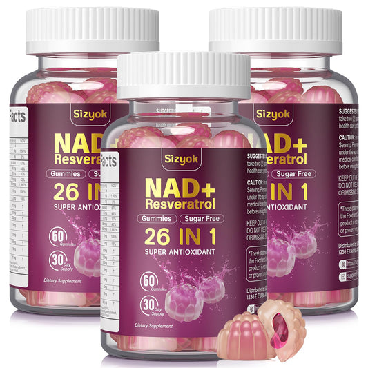 NAD Resveratrol Gummies bottle on white background