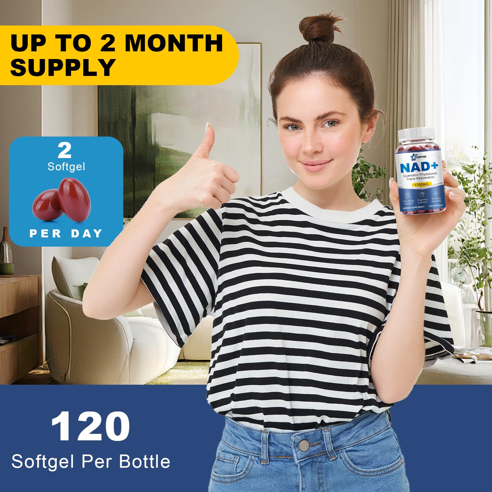 Two softgels daily dosage for a 120-day supply