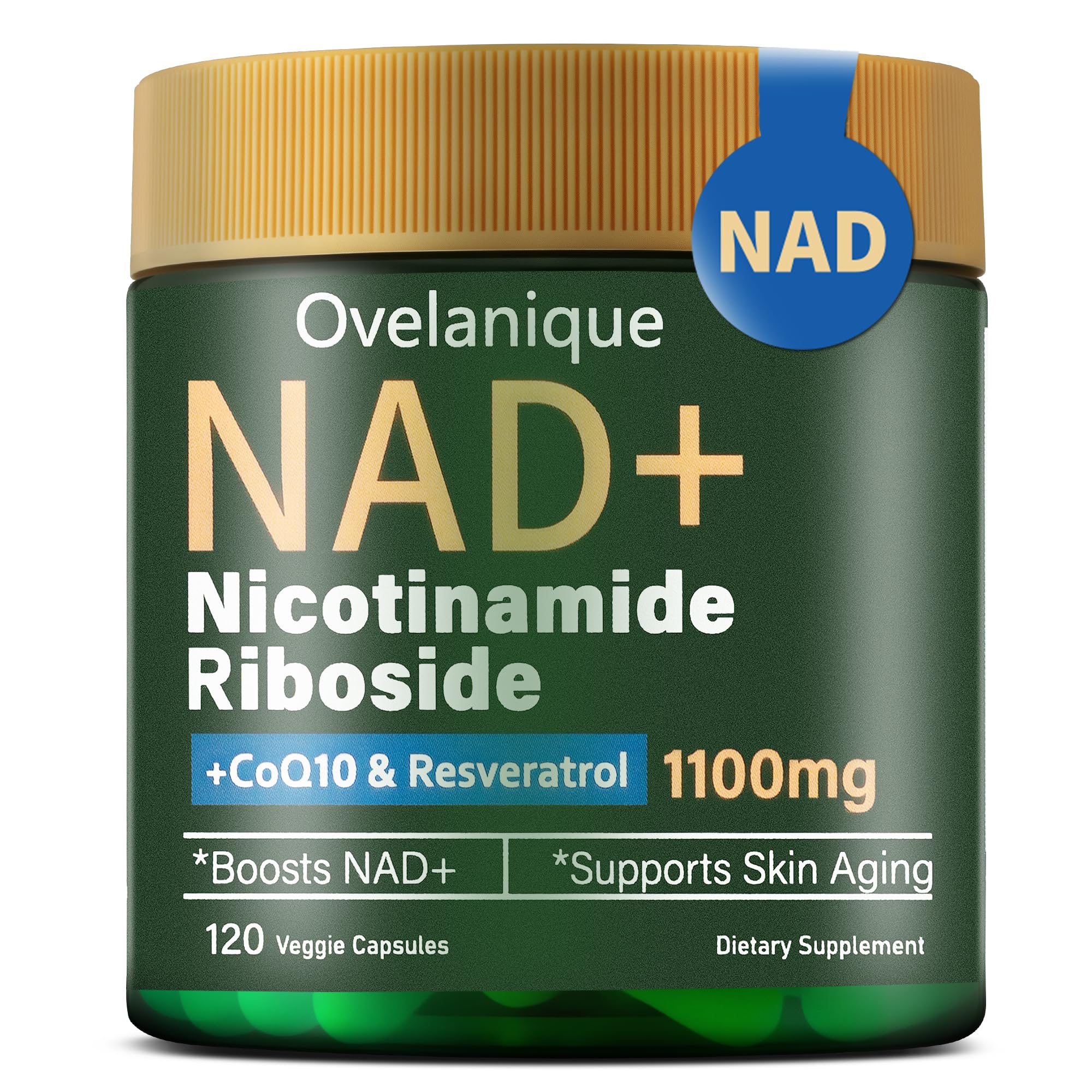 NAD+ supplement bottle and packaging