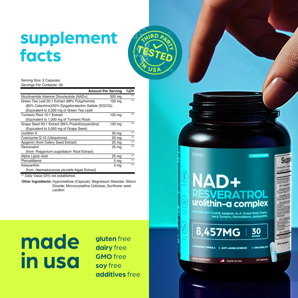 Capsules format packaging for NAD supplement.