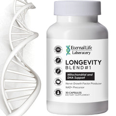Product hero image showing NAD+ supplement bottle with CoQ10, NR, PQQ and Shilajit