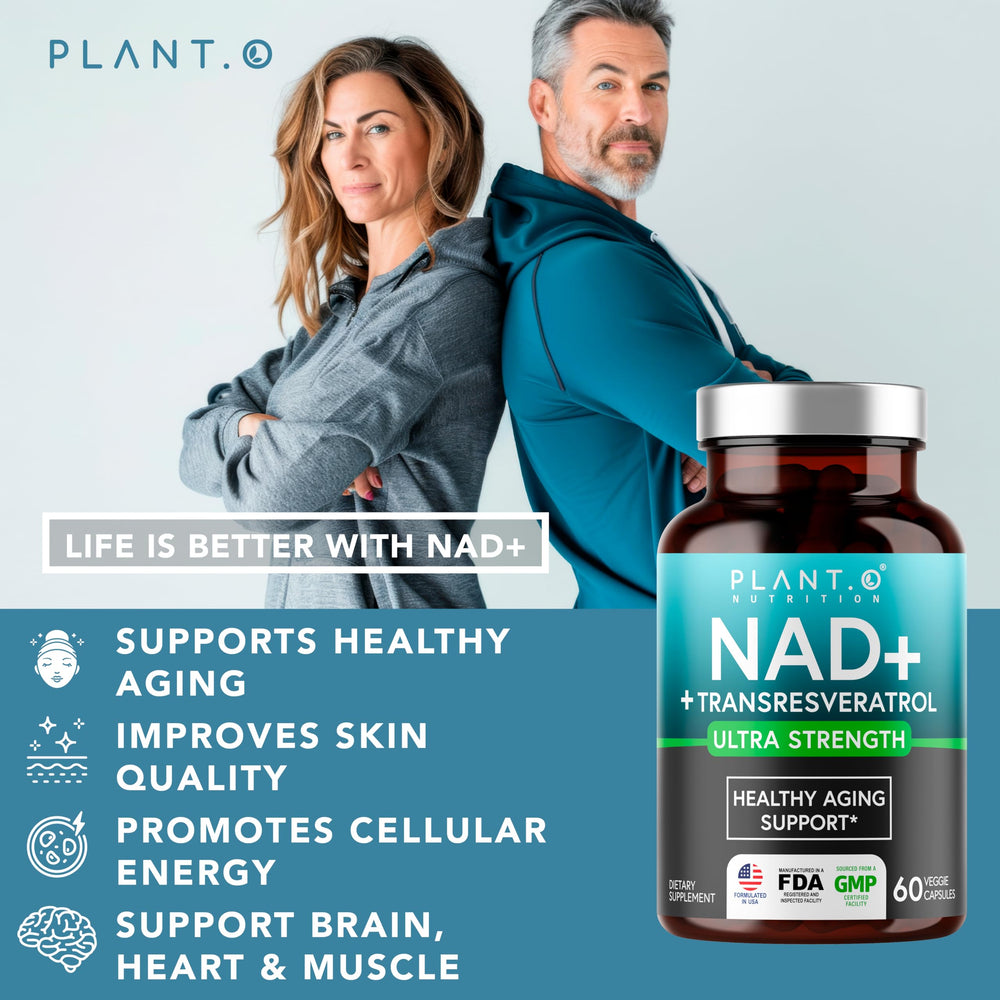 Back label of NAD supplement bottle with ingredients and dosage information