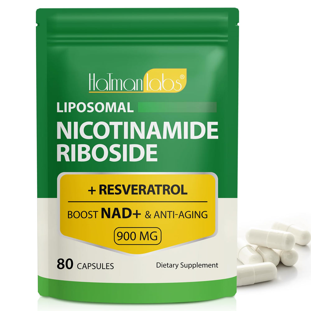 NAD supplement bottle with liposomal nicotinamide riboside 900mg label