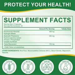 Close-up of 900 mg NAD per serving on bottle label