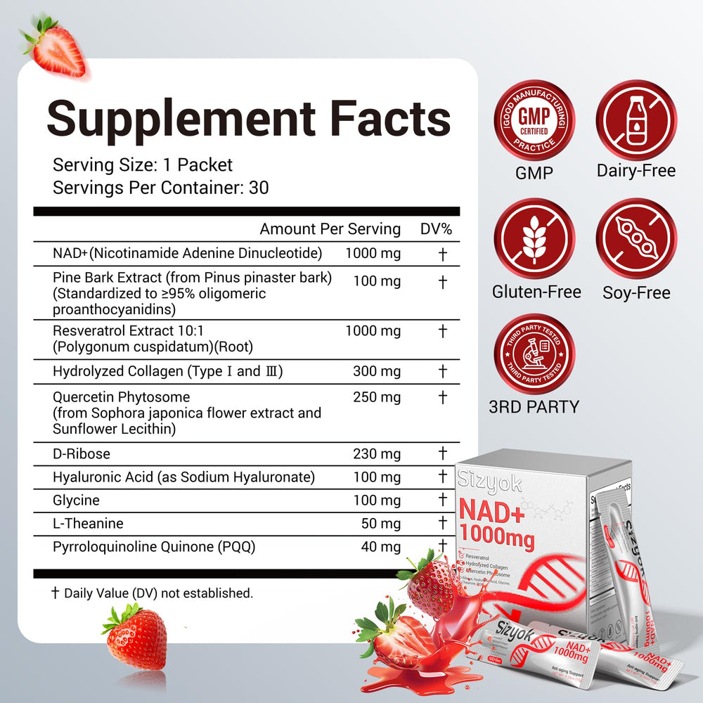 Trans-resveratrol and nicotinamide in NAD+ liquid, 2000mg blend