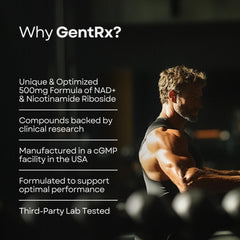 Ingredients label for NR and NAD+ supplement