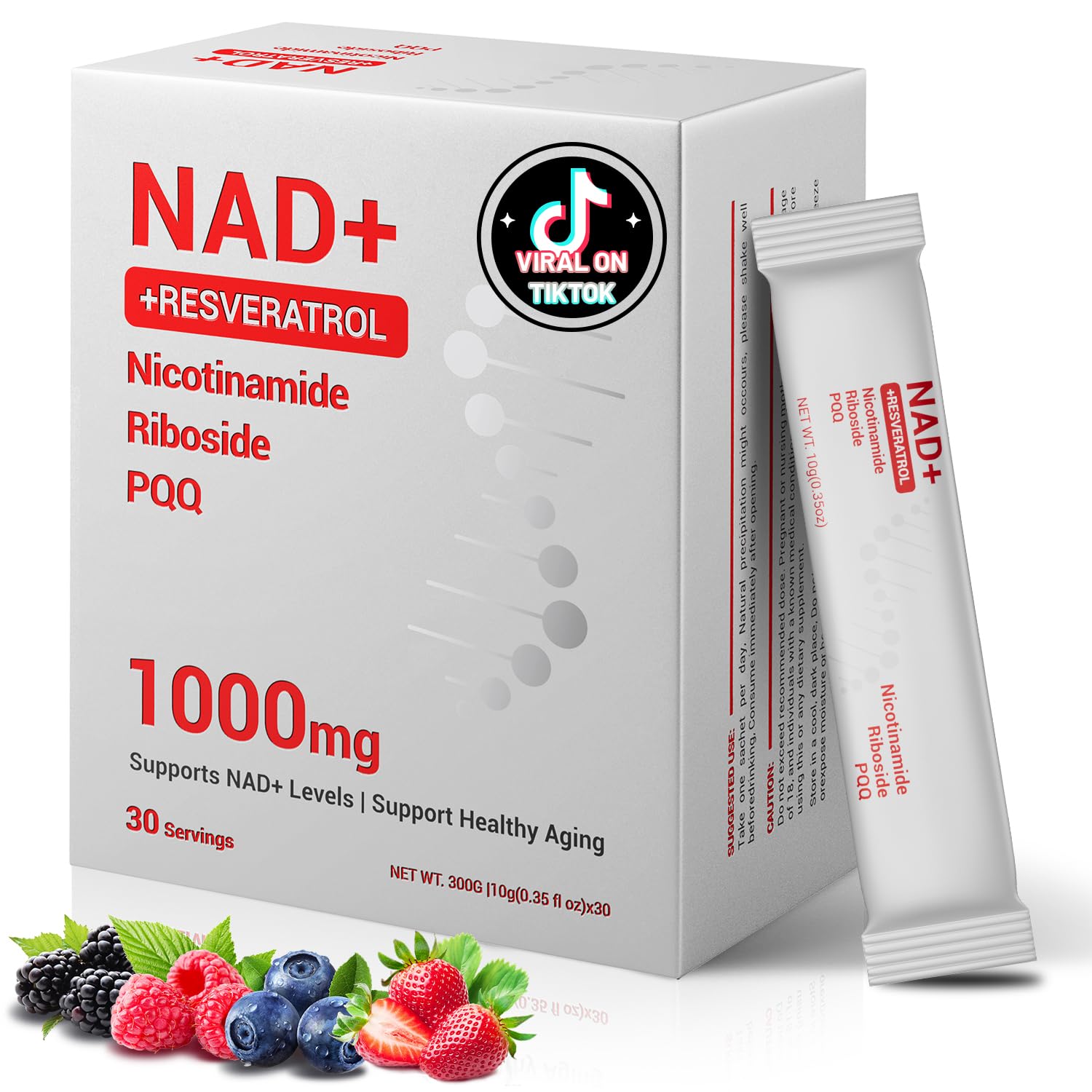 Front label of NAD NR Resveratrol Liposomal Berry Drink