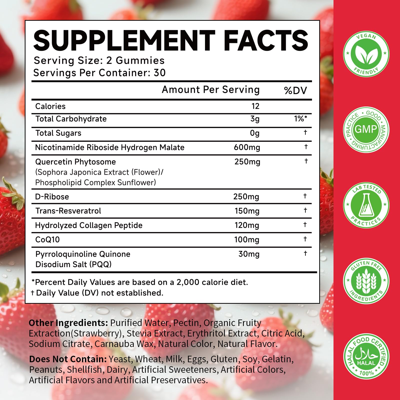 Serving of NAD+ gummies for energy and aging support
