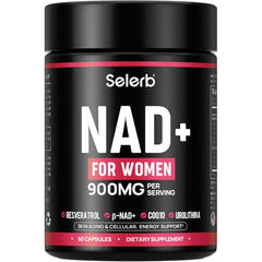 NAD+ supplement bottle for women with 60 capsules