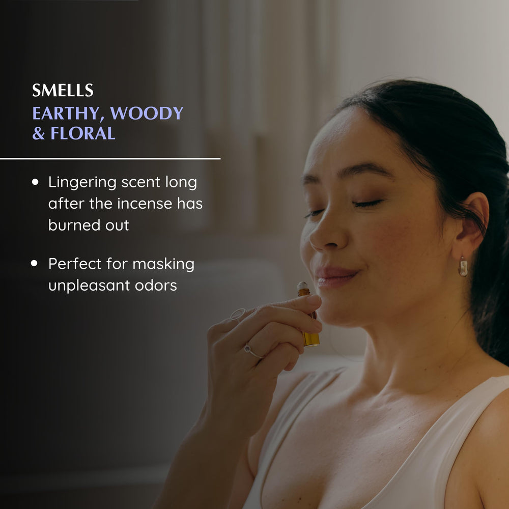 Nag Champa essential oil roll-on with jasmine and champa notes