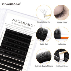 Nagaraku 3D-10D cluster close-up shows instant fan formation for faster lash setup.