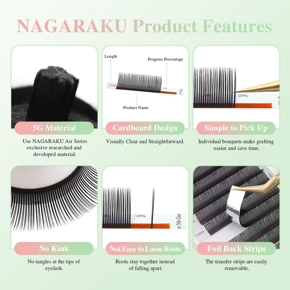 NAGARAKU air-series lashes soft lightweight cruelty-free for comfort.