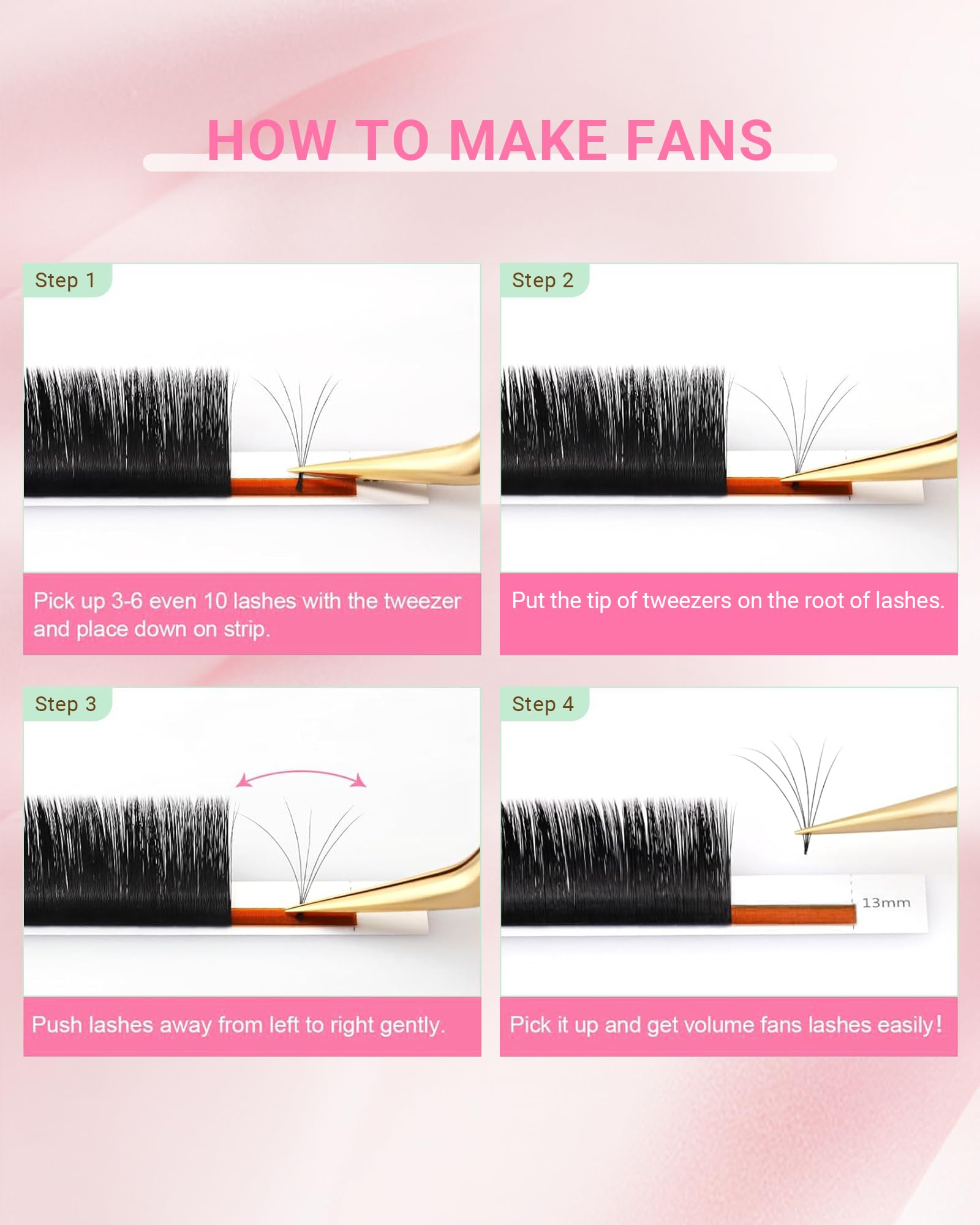 NAGARAKU Clean base lashes with bonded roots for natural look.