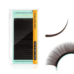 NAGARAKU dark brown eyelash extensions in 0.07mm with B curl for natural blend and definition