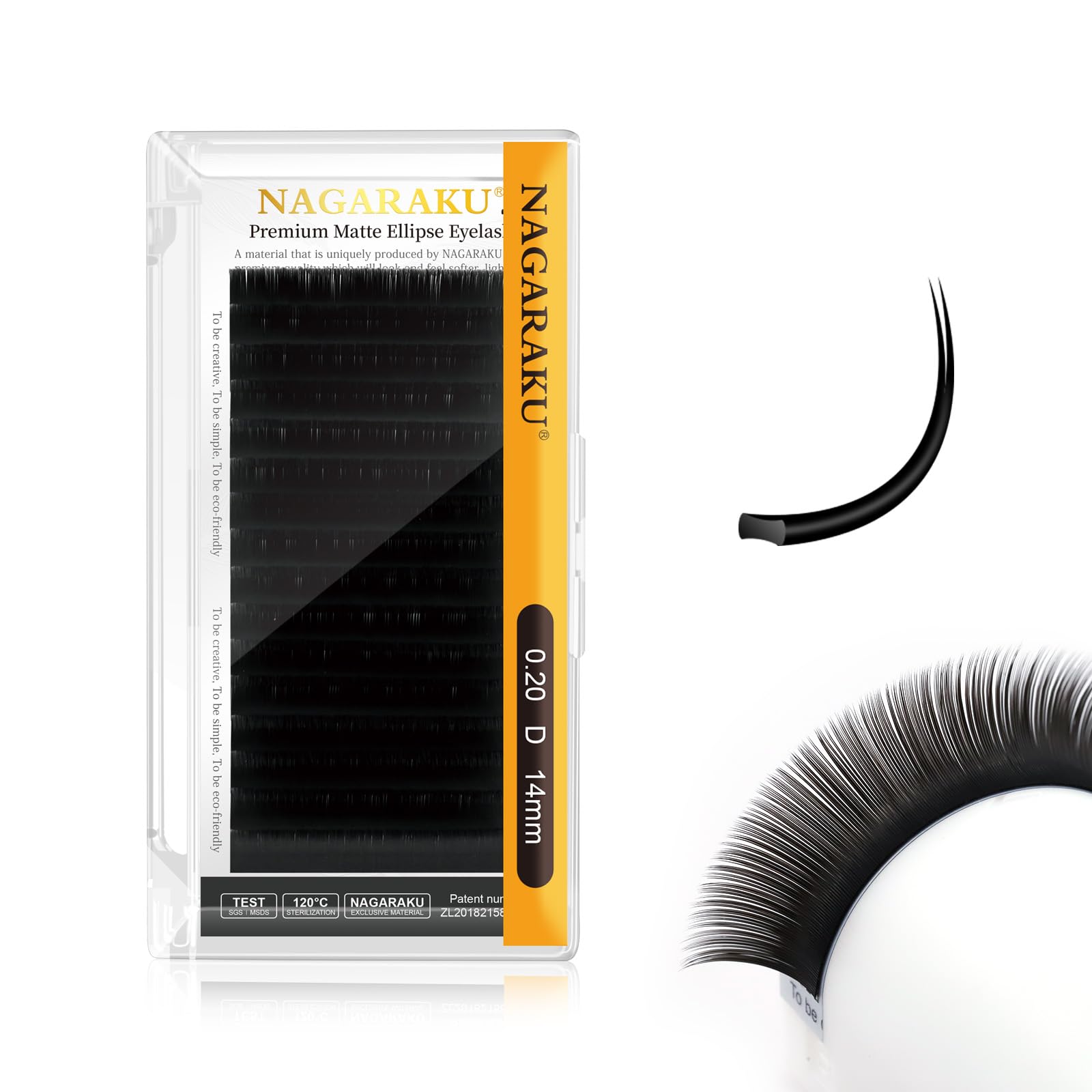Nagaraku double tips ellipse eyelash extensions packaging for organized professional use.