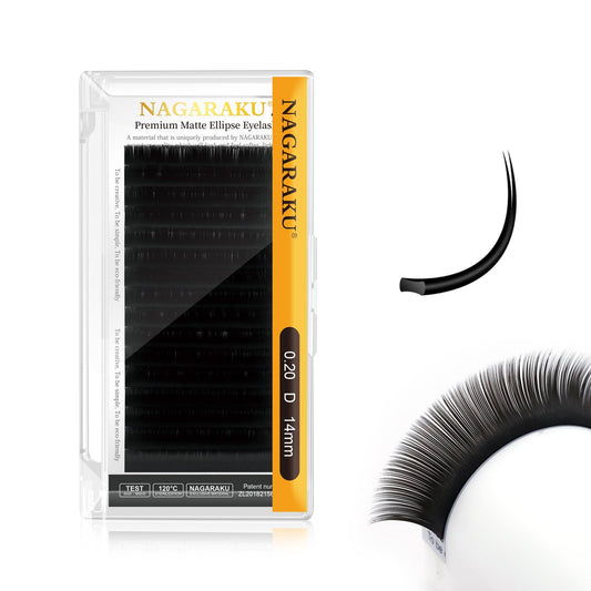 Nagaraku double tips ellipse eyelash extensions packaging for organized professional use.