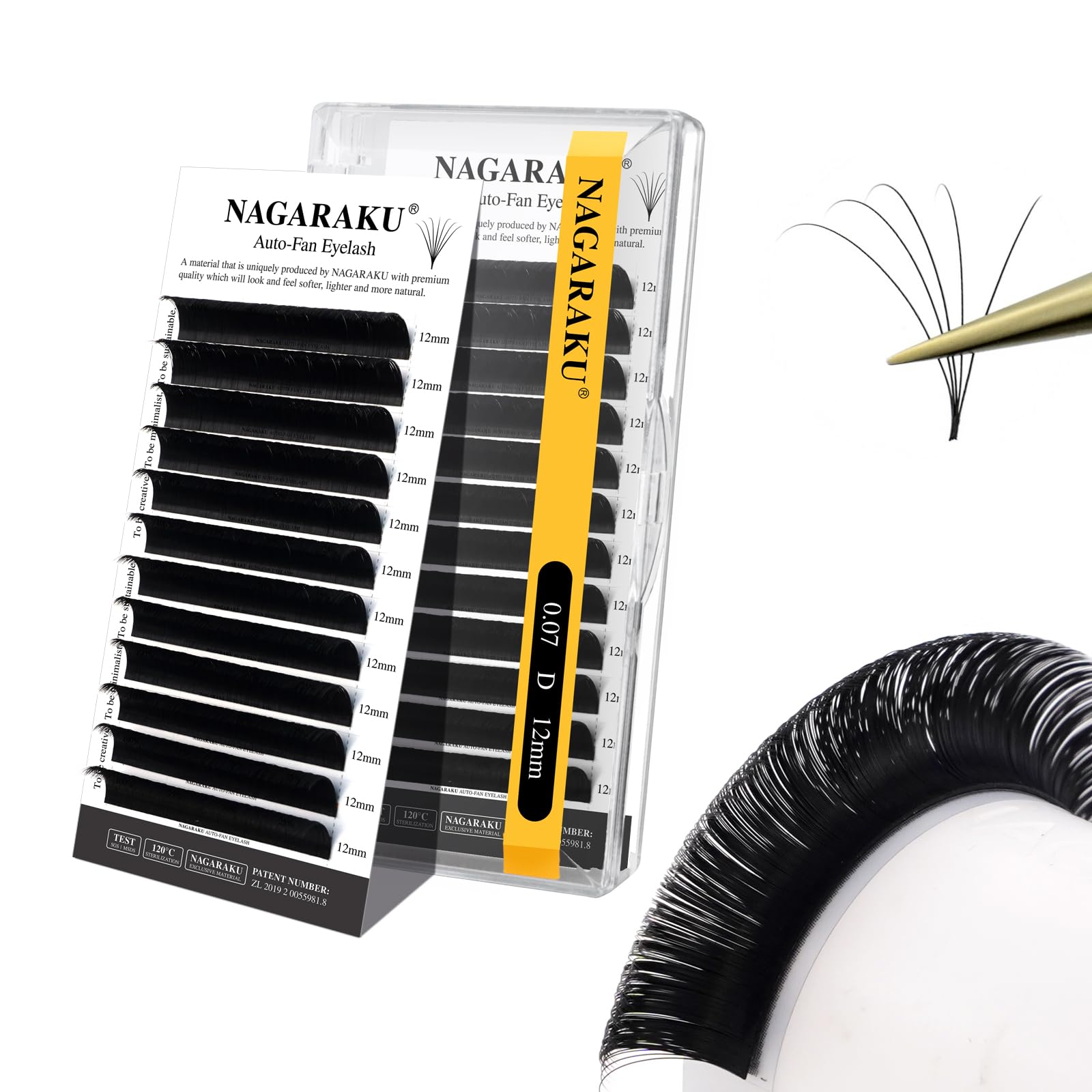 Nagaraku Easy Fan Eyelashes 0.07D curl 12mm bundle for effortless volume