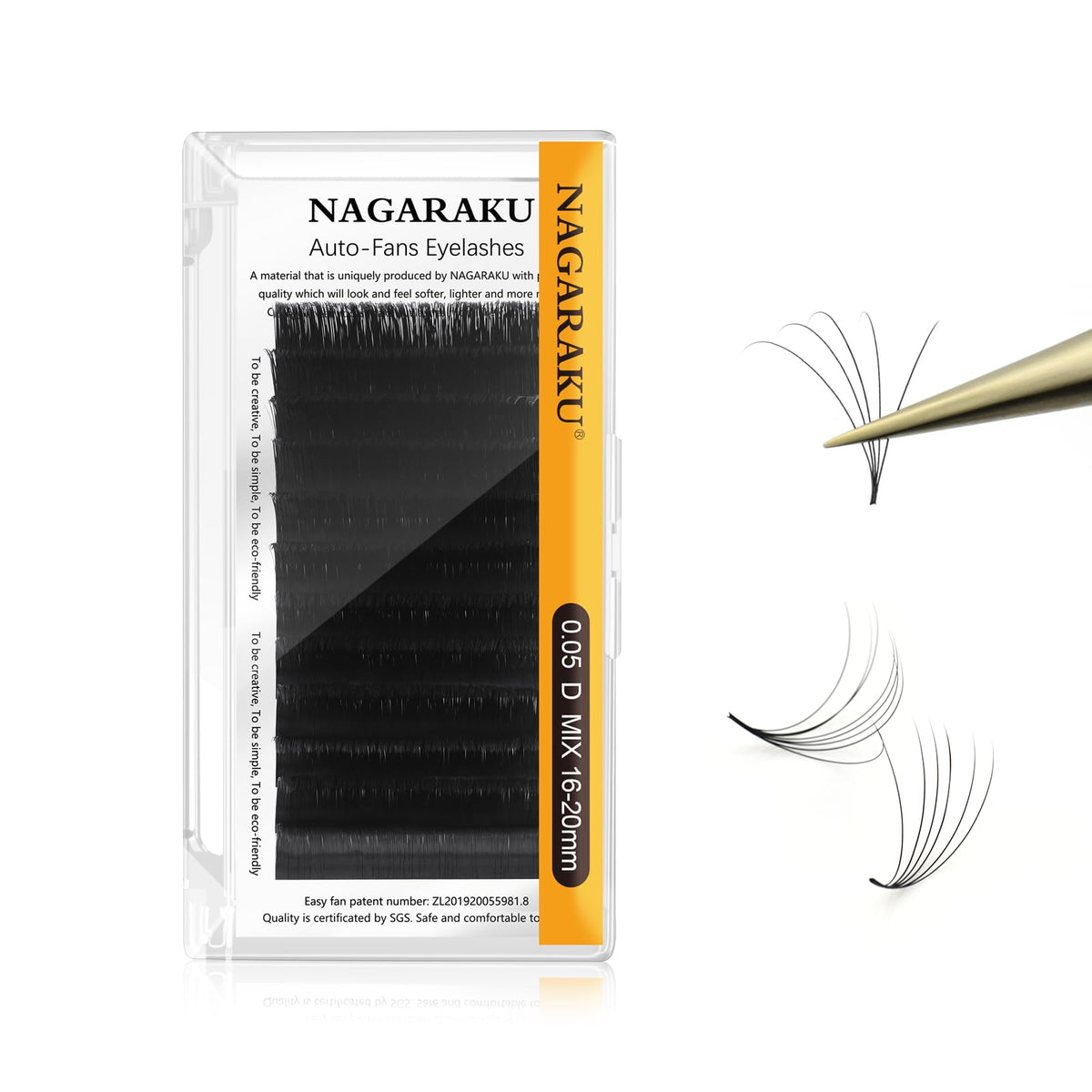 NAGARAKU easy-fan eyelash clusters 0.05 D 16-20mm for quick natural volume.