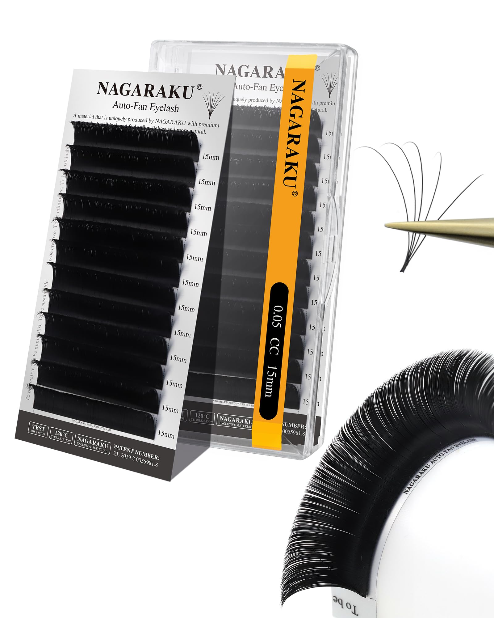 NAGARAKU Easy Fan eyelash pack demonstrates premade fans for quick, uniform volume
