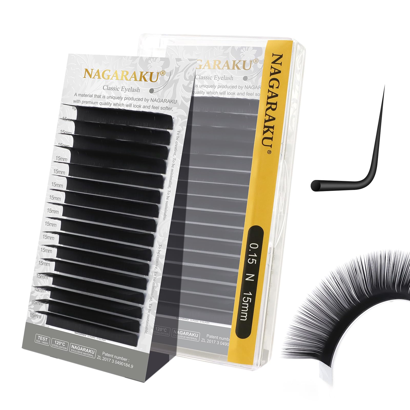 NAGARAKU classic packaging for eyelash extensions enhances organization and ease of use.