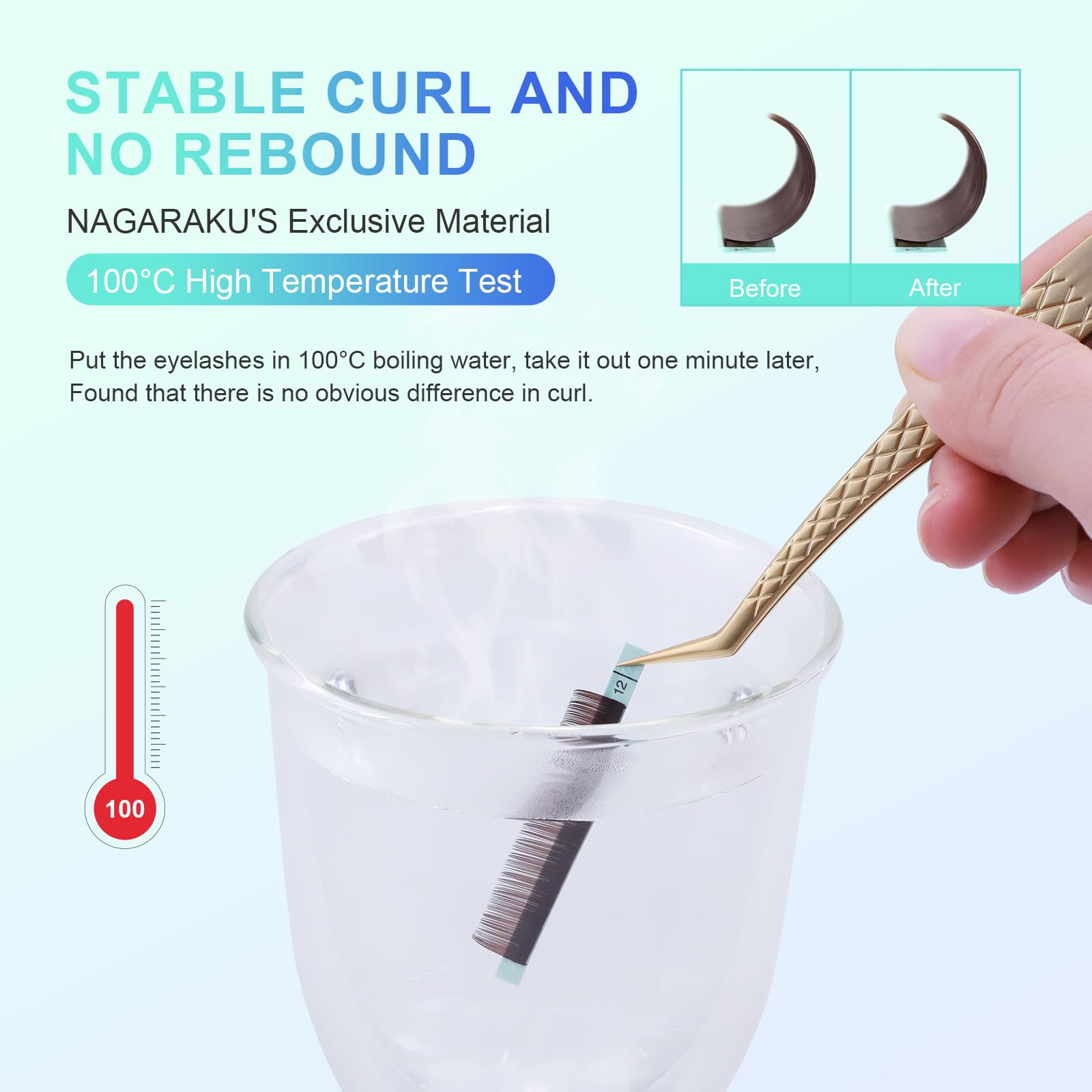 NAGARAKU transfer-strip lashes showing easy removal without residue