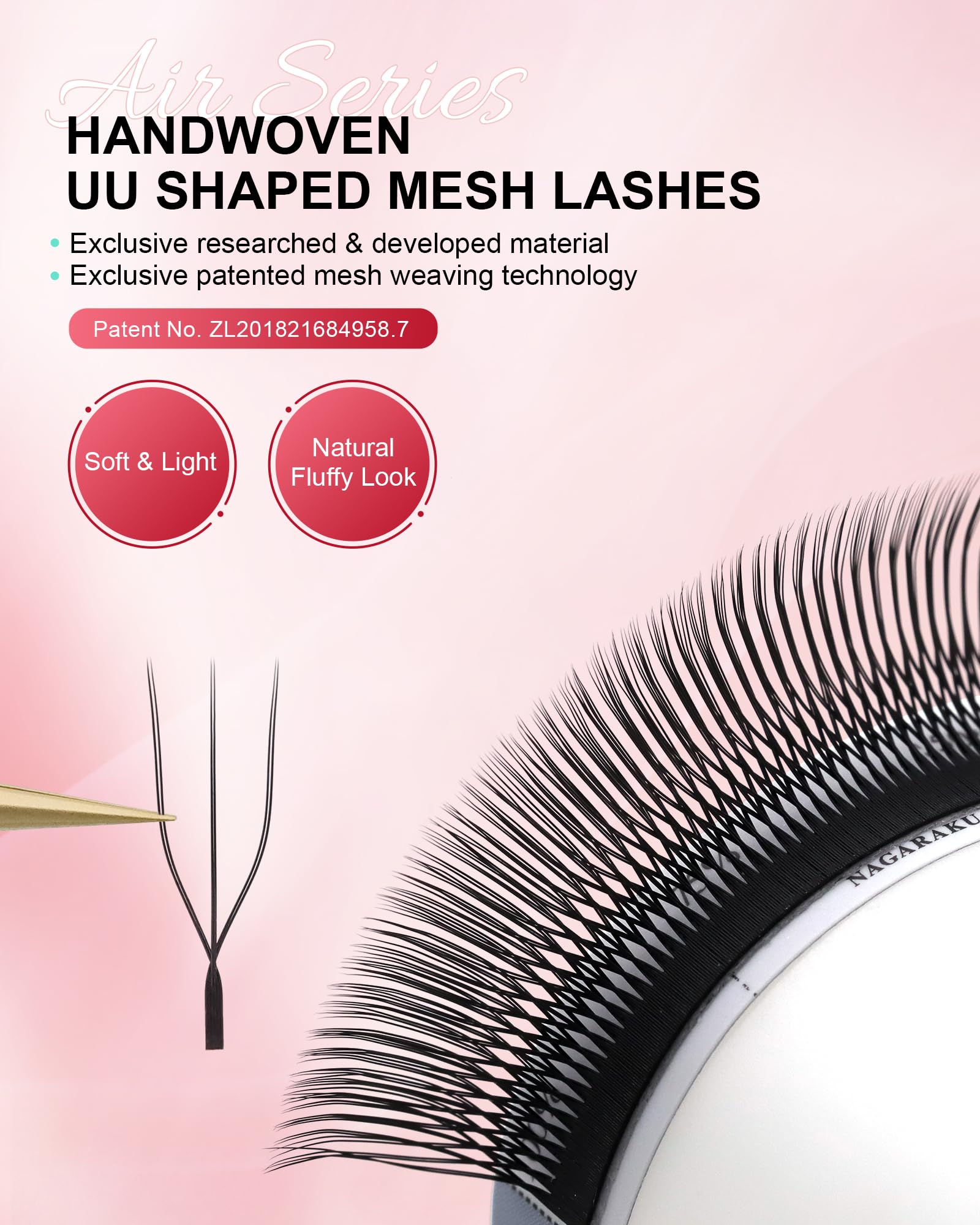 NAGARAKU U-shaped lash fans deliver fluffy appearance and natural-looking roots.