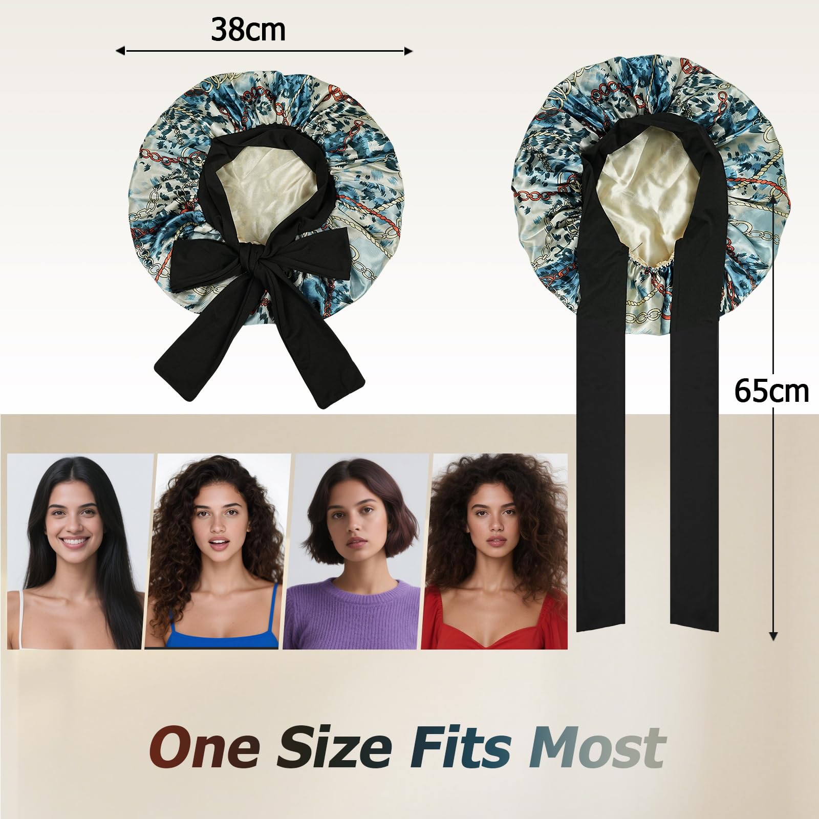 NAHOSY satin bonnet showcasing versatile use for sleep, workouts, makeup, and travel.