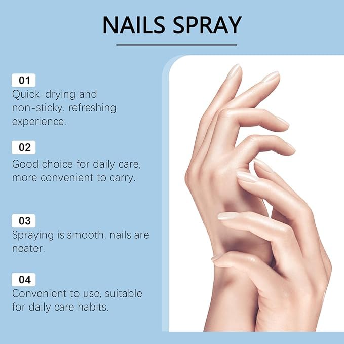Nails Spray 30ml bottle provides precise coverage on nails.