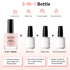 Nailshion 3-in-1 Base Coat strengthens nails while filling uneven surfaces
