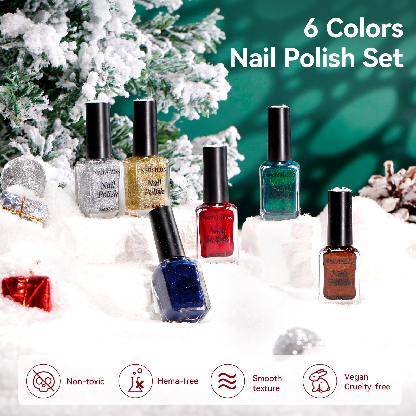 Nailshion sparkle gold nail polish for festive shimmer and coverage