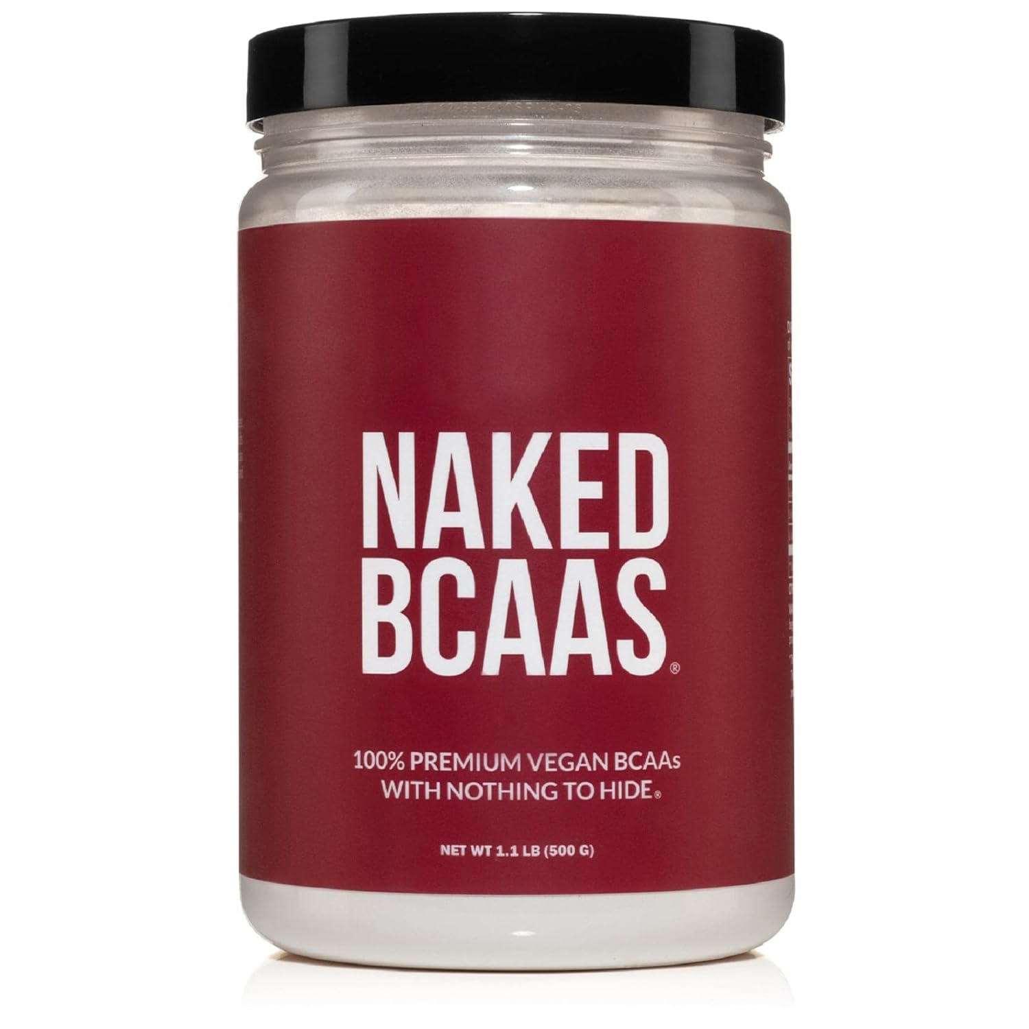 Naked BCAAs 500g unflavored powder container