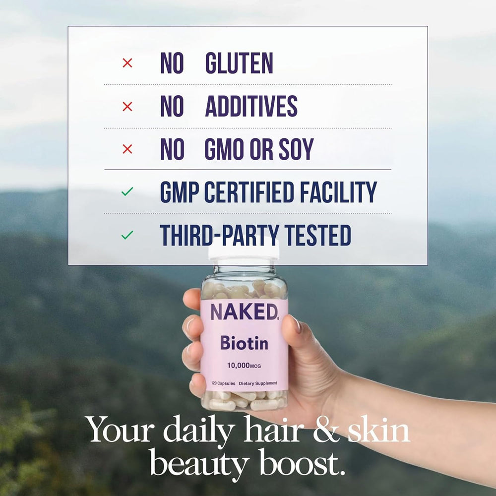 Naked Biotin packaging box and bottle