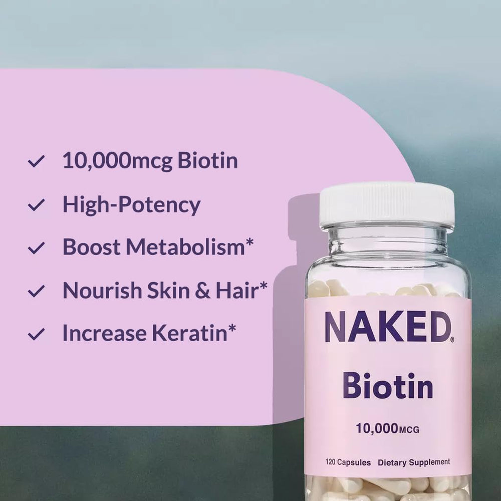 Vegan, non-GMO, gluten-free Naked Biotin supplement