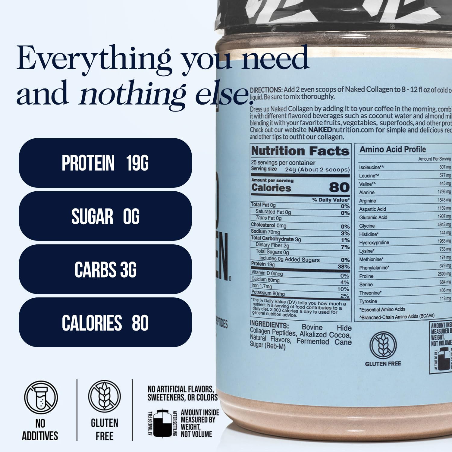 NAKED Chocolate Collagen Peptides scoop for easy mixing.