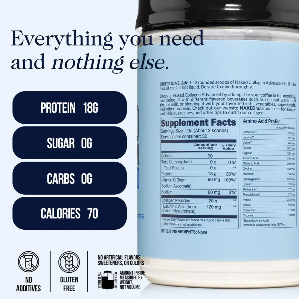 NAKED Collagen Advanced powder dispersing in water shows easy solubility