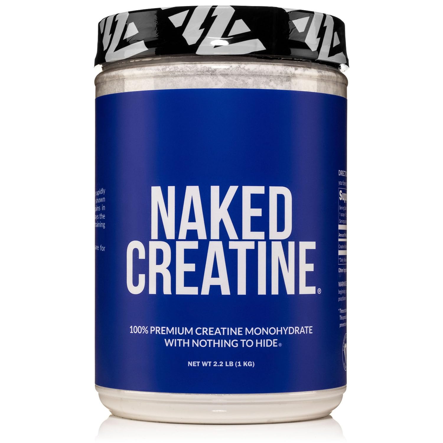 Front view of Naked Pure Creatine Monohydrate 1000g bulk container
