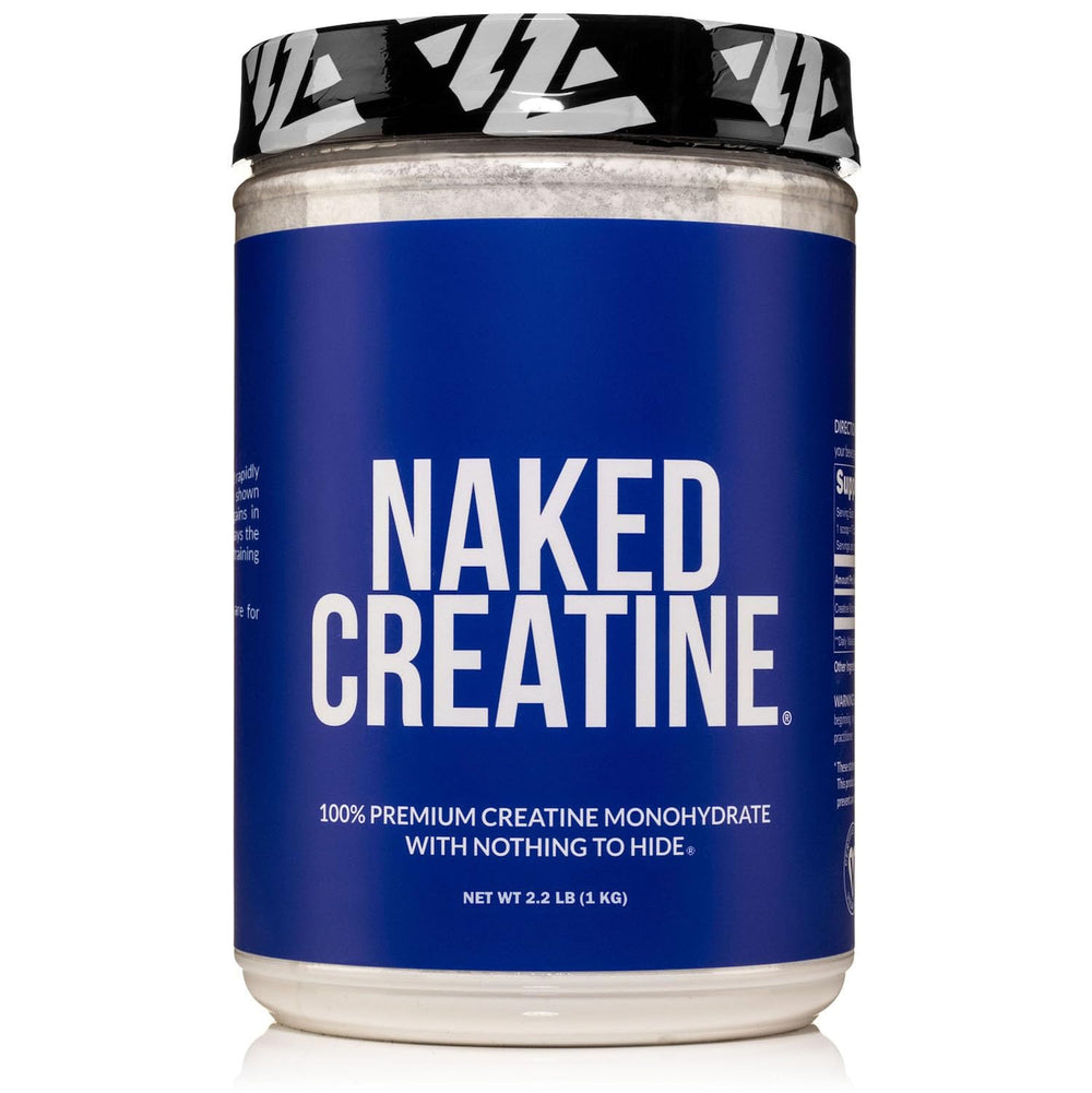 Front view of Naked Pure Creatine Monohydrate 1000g bulk container