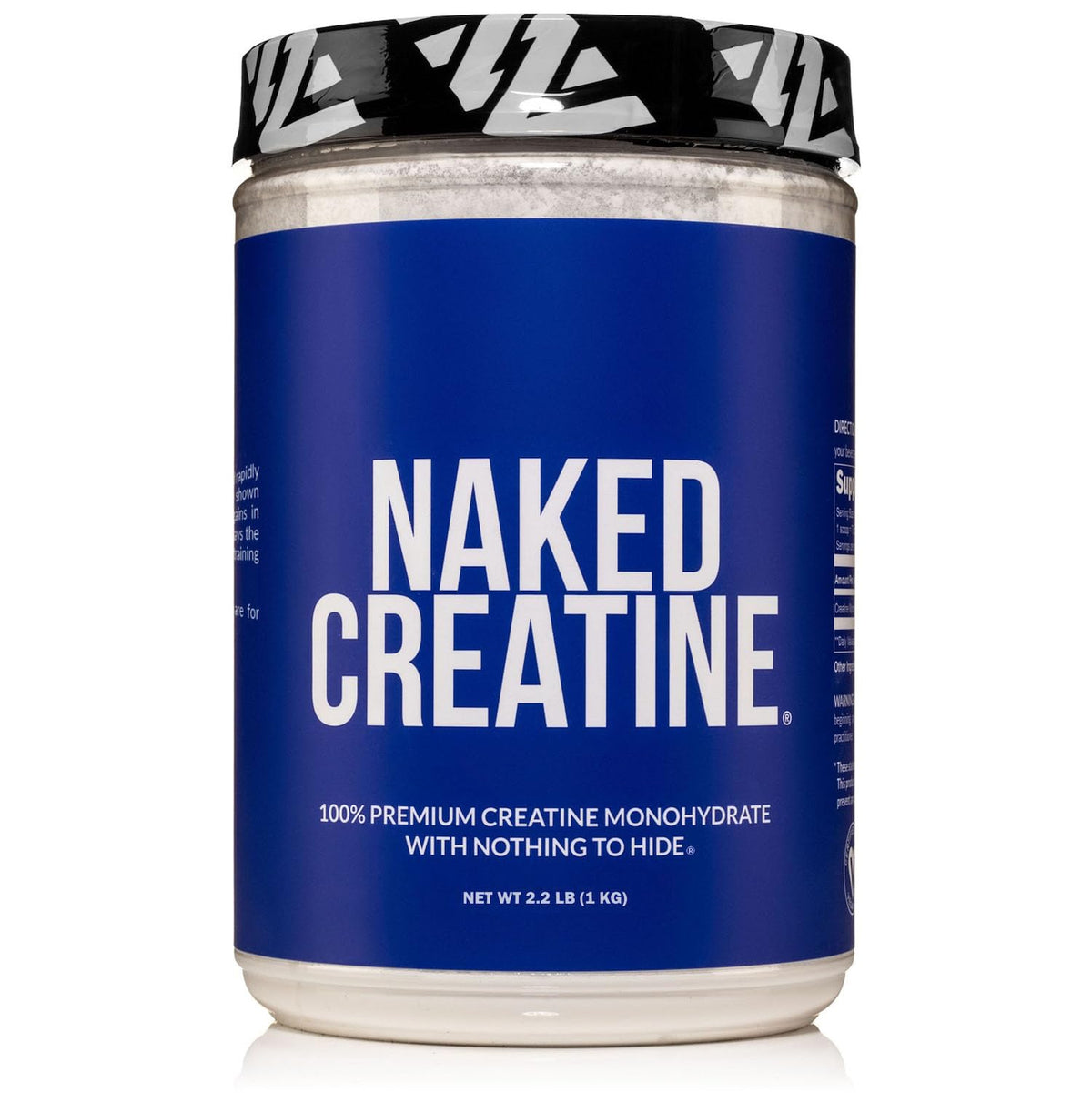 Front view of Naked Pure Creatine Monohydrate 1000g bulk container
