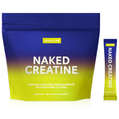 NAKED lemon-lime creatine stick pack front view for hydration