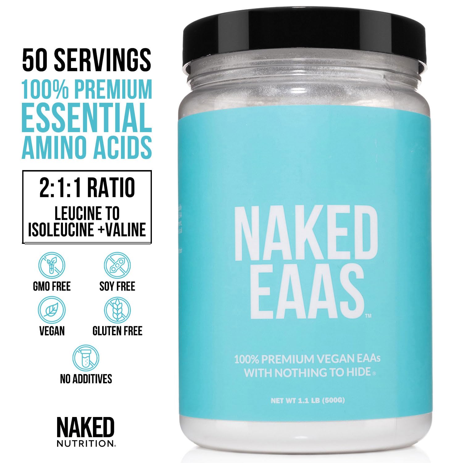 Back label showing nutrition for Naked EAAs powder