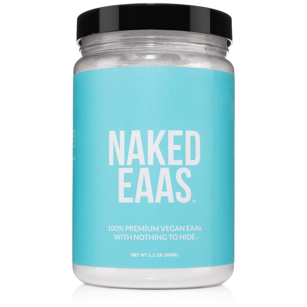 Front view of Naked EAAs Amino Acids Powder 500g container