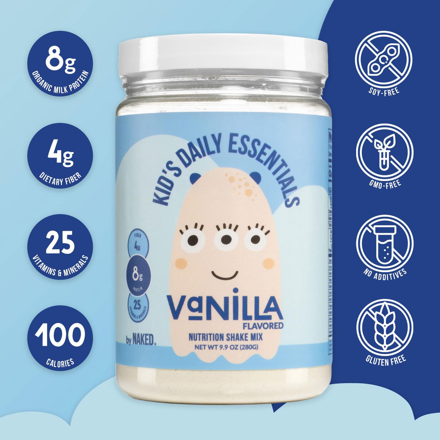 Assortment of 6 organic vegetables included in Naked Vanilla Kids Daily Essentials shake