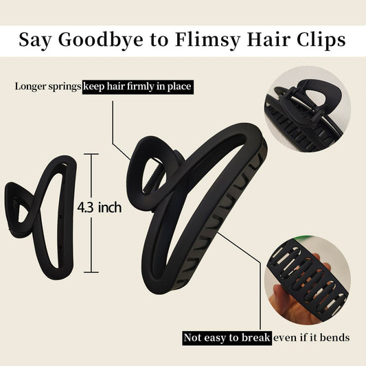 Nalodu Hair Claw Clip large 4.3-inch matte coffee securely grips thick hair.