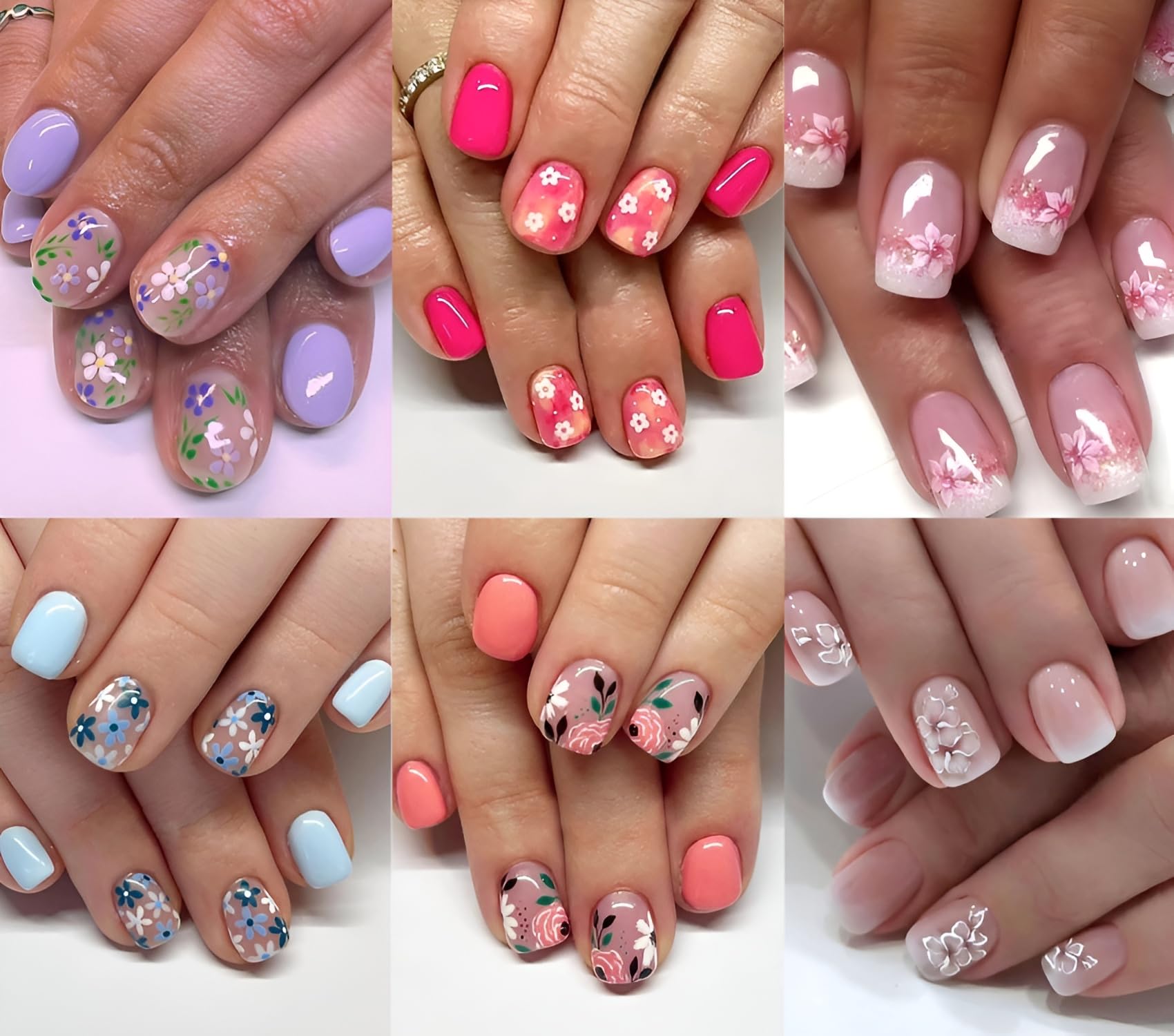 Namrec daisy design press-on nails in short square shape for quick glam