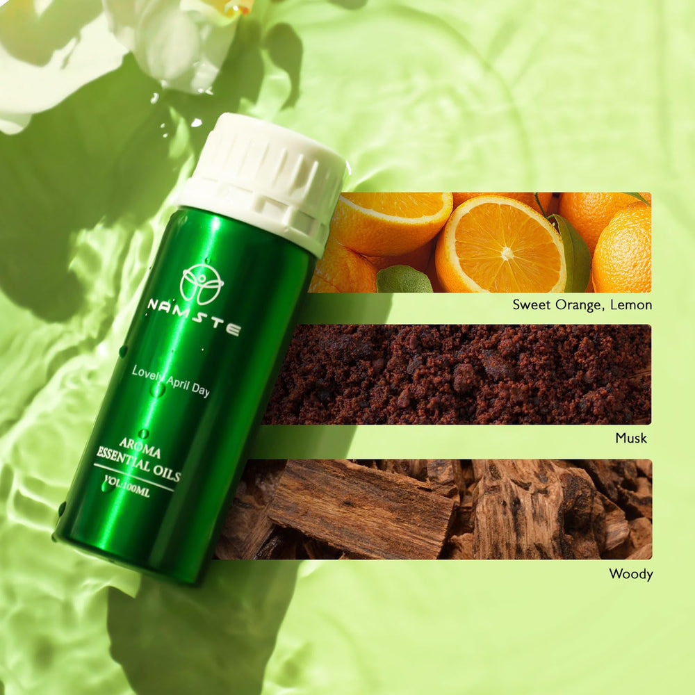 NAMSTE Lovely April Day diffuser-steam image hints at refreshing room ambiance.