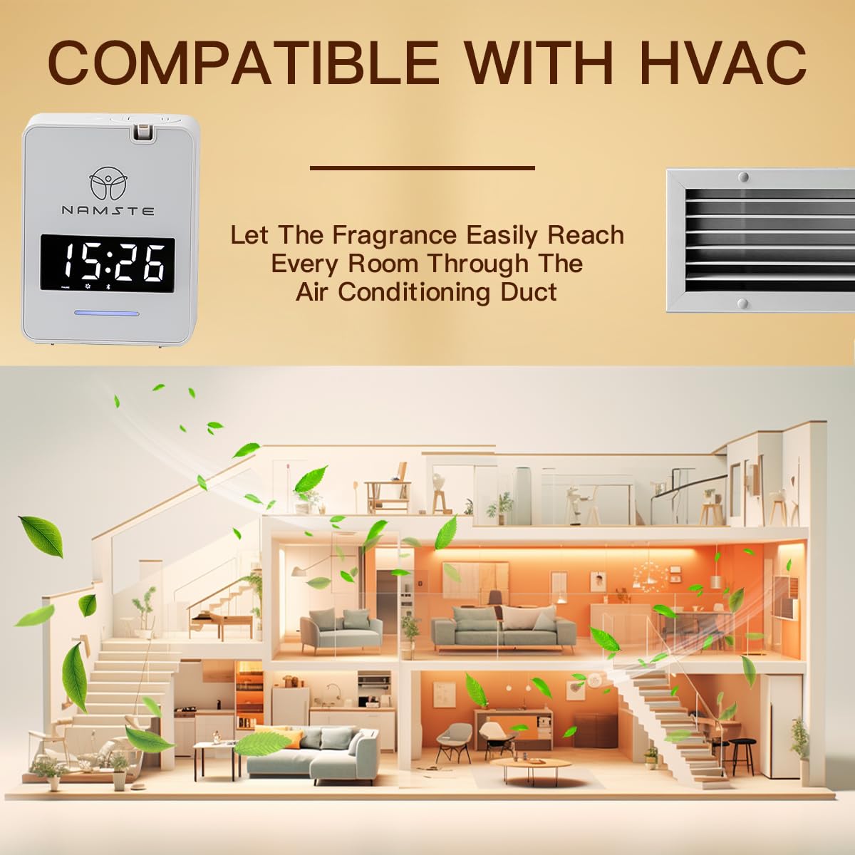 Namste Waterless Diffuser Bluetooth control provides convenient remote scheduling.